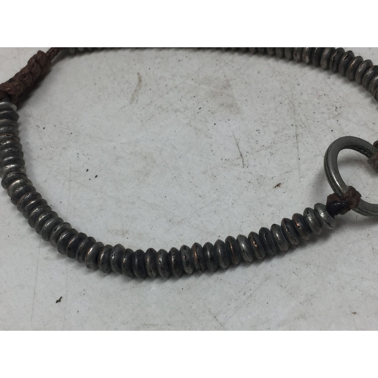 Women's Adjustable Bracelet/Anklet with Silver Tone Beads