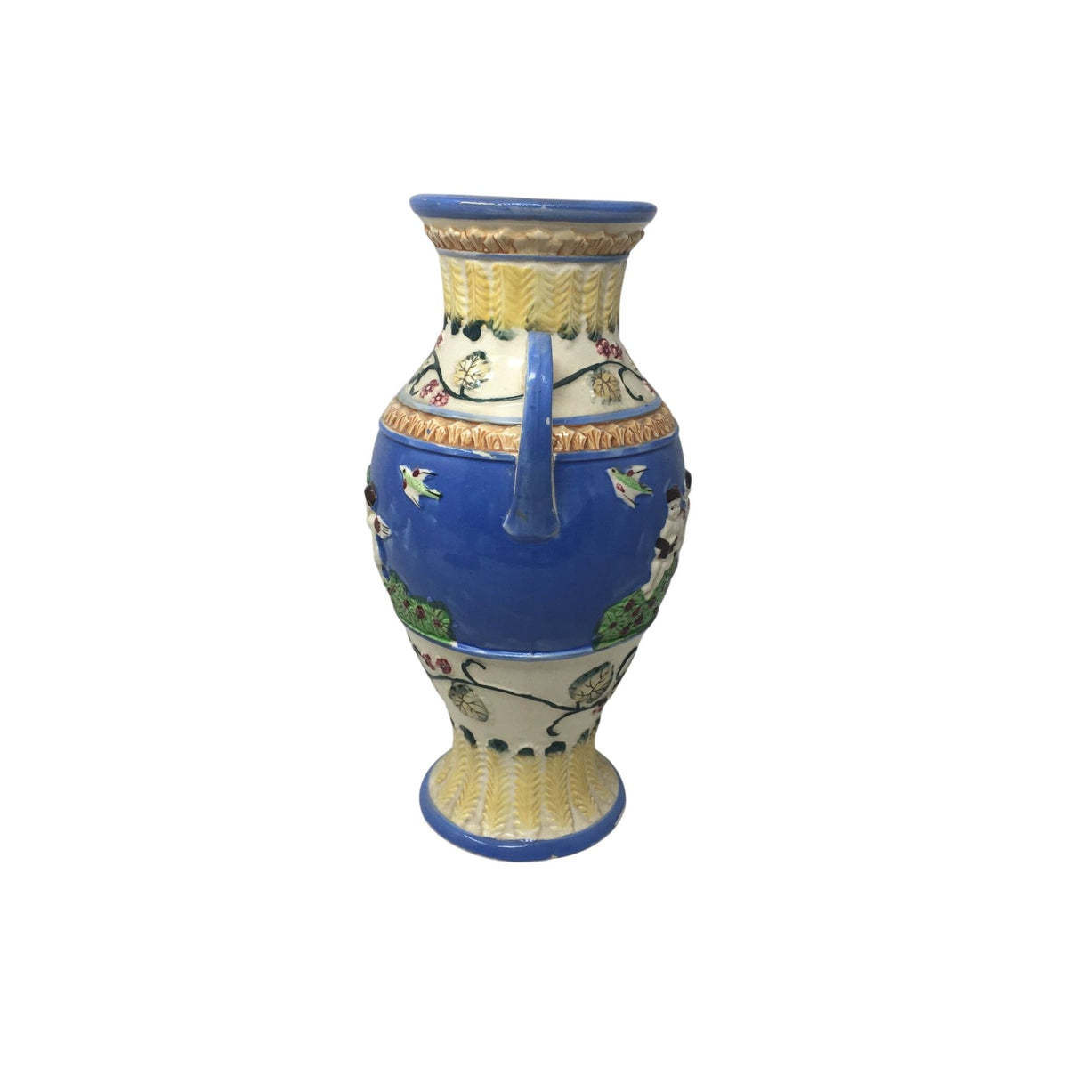 Vintage Hand-painted Japanese Majolica-style Double-handled Porcelain Urn Vase unbranded  A+ Stuff Vase or Holder