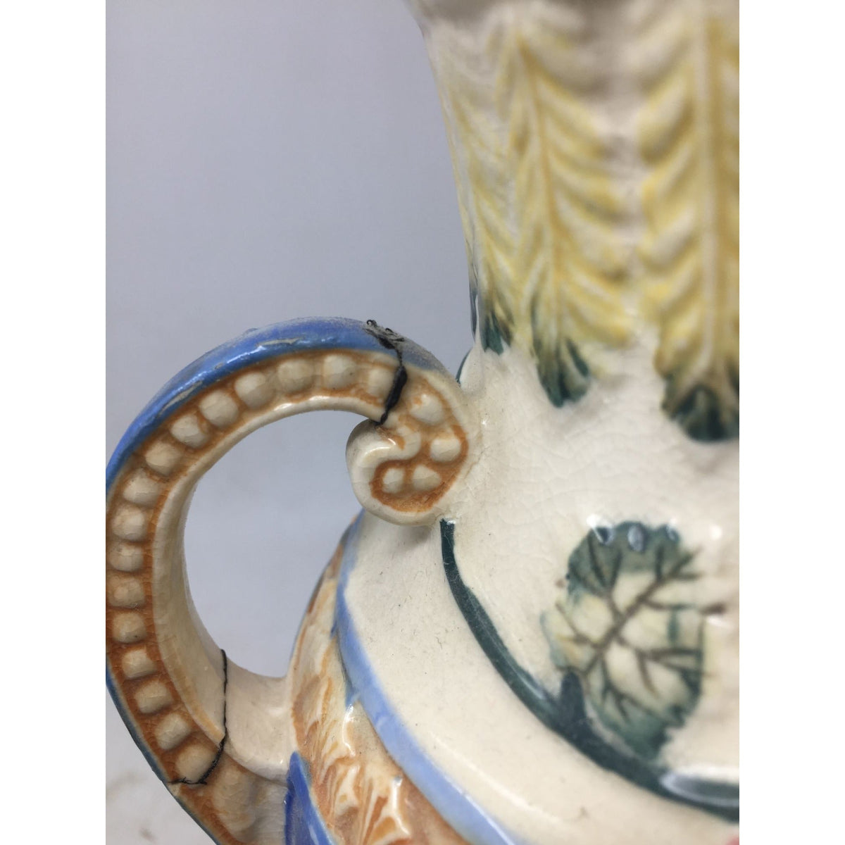 Vintage Hand-painted Japanese Majolica-style Double-handled Porcelain Urn Vase unbranded  A+ Stuff Vase or Holder