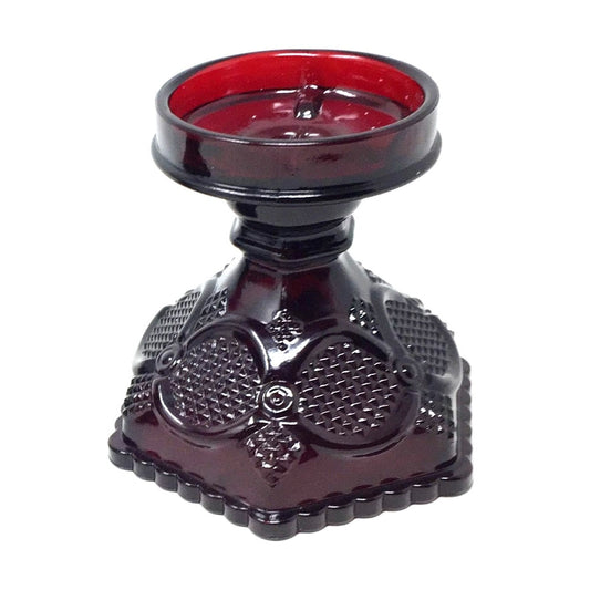 Vintage Avon 1876 Cape Cod Ruby Red Glass Candle Holder Base Candlestick Avon  A+ Stuff Candle Holders