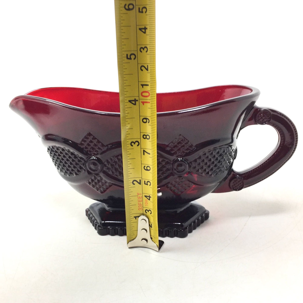Vintage Avon 1876 Cape Cod Collection Ruby Red Glass Footed Sauce / Gravy Boat Avon  A+ Stuff Drinking, Dining & More