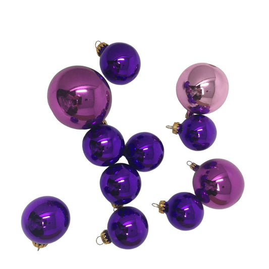 11 Purple Christmas Tree Ornaments with Metal Ornament Hooks