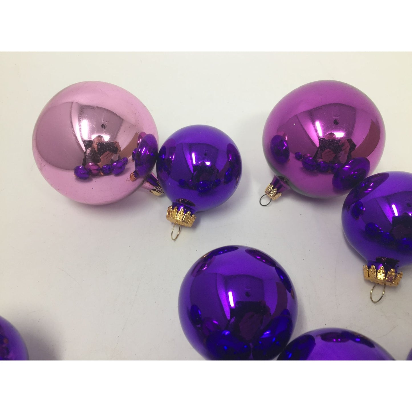 11 Purple Christmas Tree Ornaments with Metal Ornament Hooks