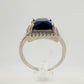 4.10 Carat Lab Created Deep Blue & White Sapphire Ring Size 7.5