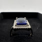 4.10 Carat Lab Created Deep Blue & White Sapphire Ring Size 7.5