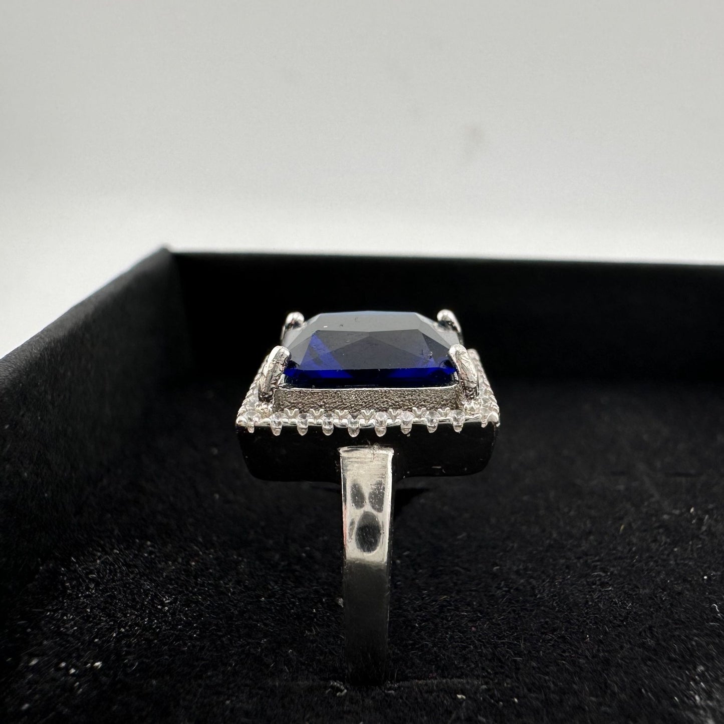 4.10 Carat Lab Created Deep Blue & White Sapphire Ring Size 7.5