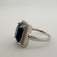 4.10 Carat Lab Created Deep Blue & White Sapphire Ring Size 7.5