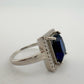 4.10 Carat Lab Created Deep Blue & White Sapphire Ring Size 7.5