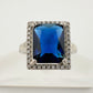 4.10 Carat Lab Created Deep Blue & White Sapphire Ring Size 7.5