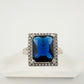 4.10 Carat Lab Created Deep Blue & White Sapphire Ring Size 7.5