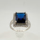 4.10 Carat Lab Created Deep Blue & White Sapphire Ring Size 7.5