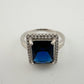 4.10 Carat Lab Created Deep Blue & White Sapphire Ring Size 7.5