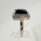 4.10 Carat Lab Created Deep Blue & White Sapphire Ring Size 7.5