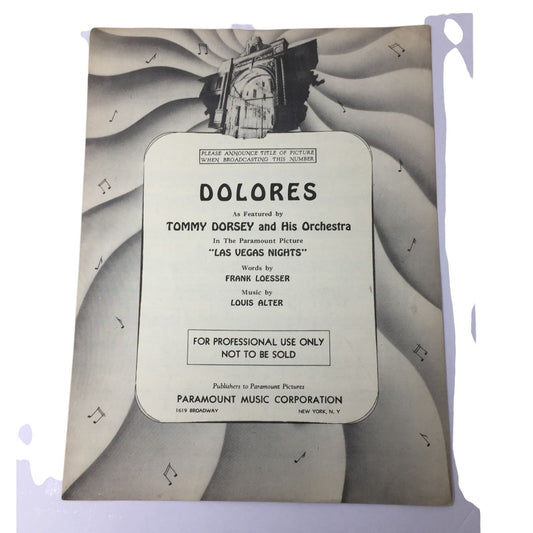 Vintage "Dolores" Sheet Music unbranded  A+ Stuff Sheet Music