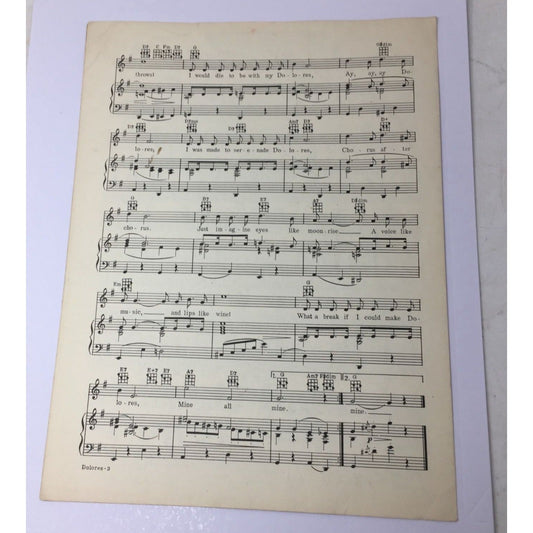 Vintage "Dolores" Sheet Music unbranded  A+ Stuff Sheet Music