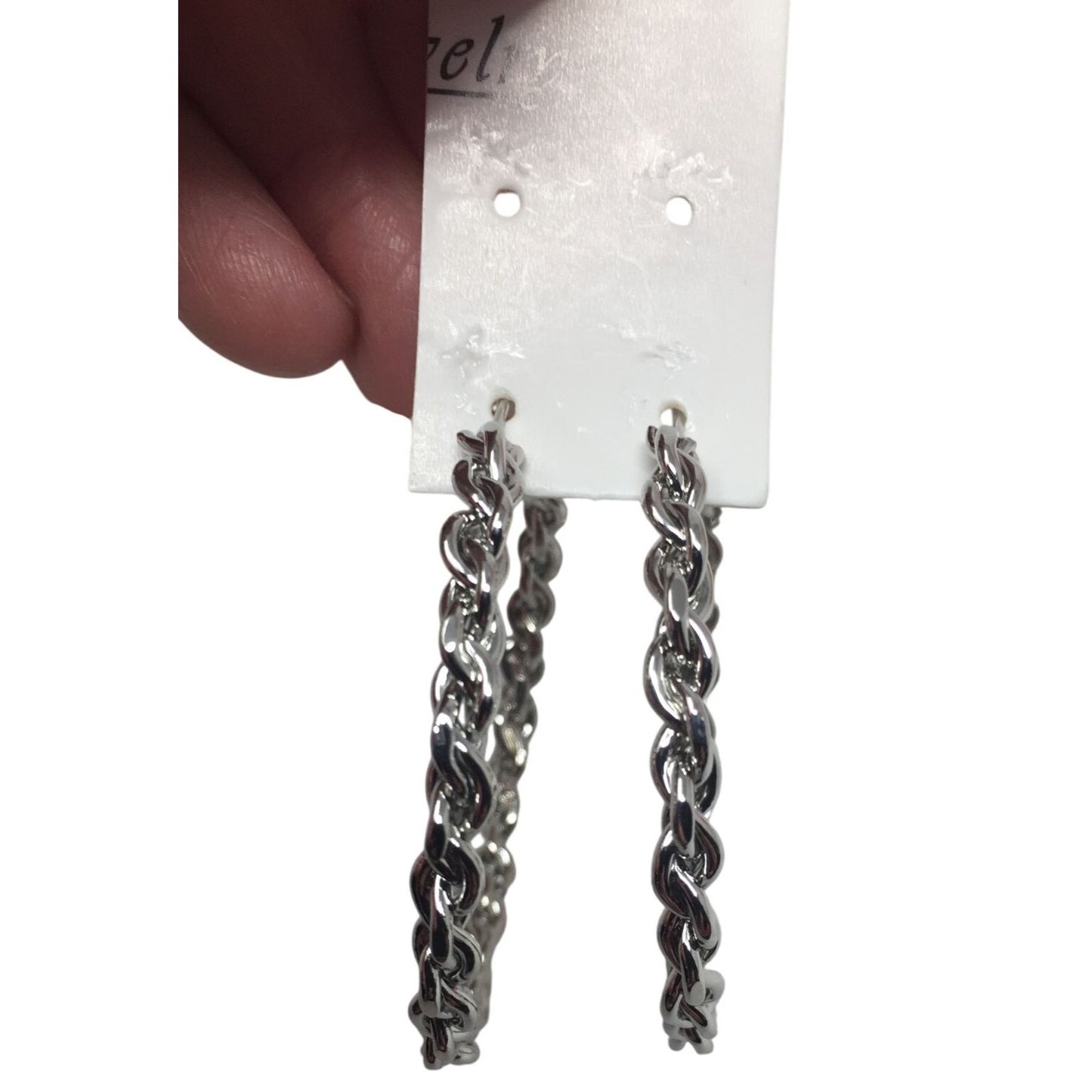 Women's Silver Toned Twisted Hoop Earrings