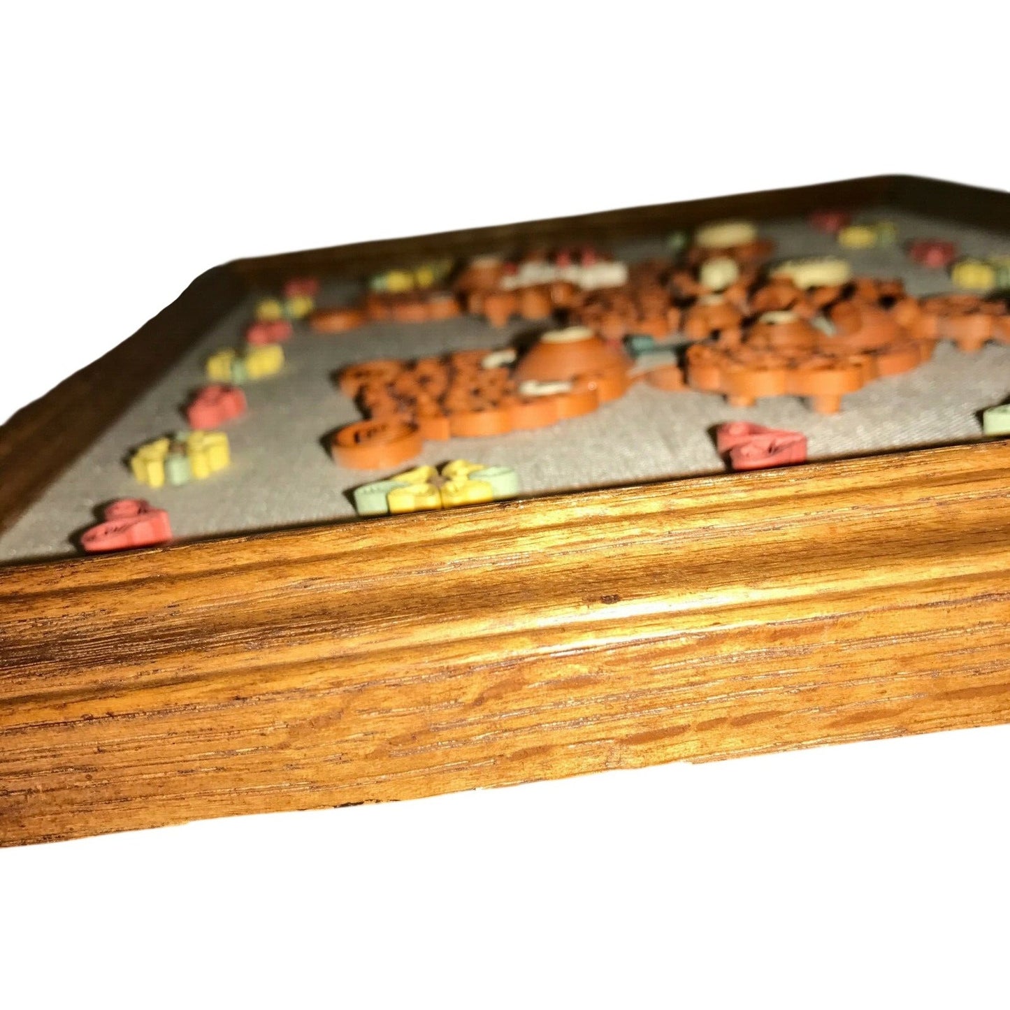 Teddy Bears w Hearts & Flowers Handmade Paper Quilling Framed Wall Art- Kids Room Decor