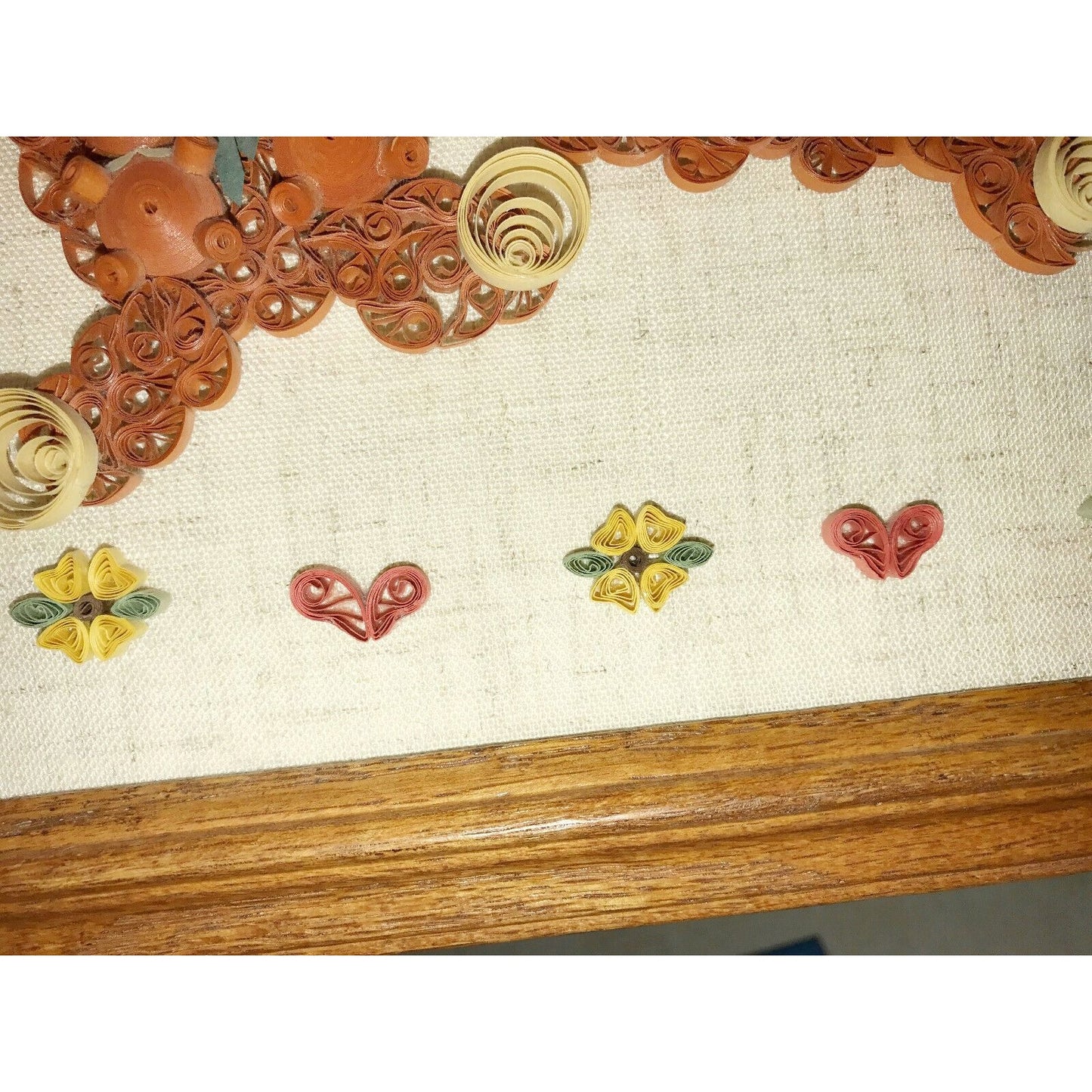 Teddy Bears w Hearts & Flowers Handmade Paper Quilling Framed Wall Art- Kids Room Decor
