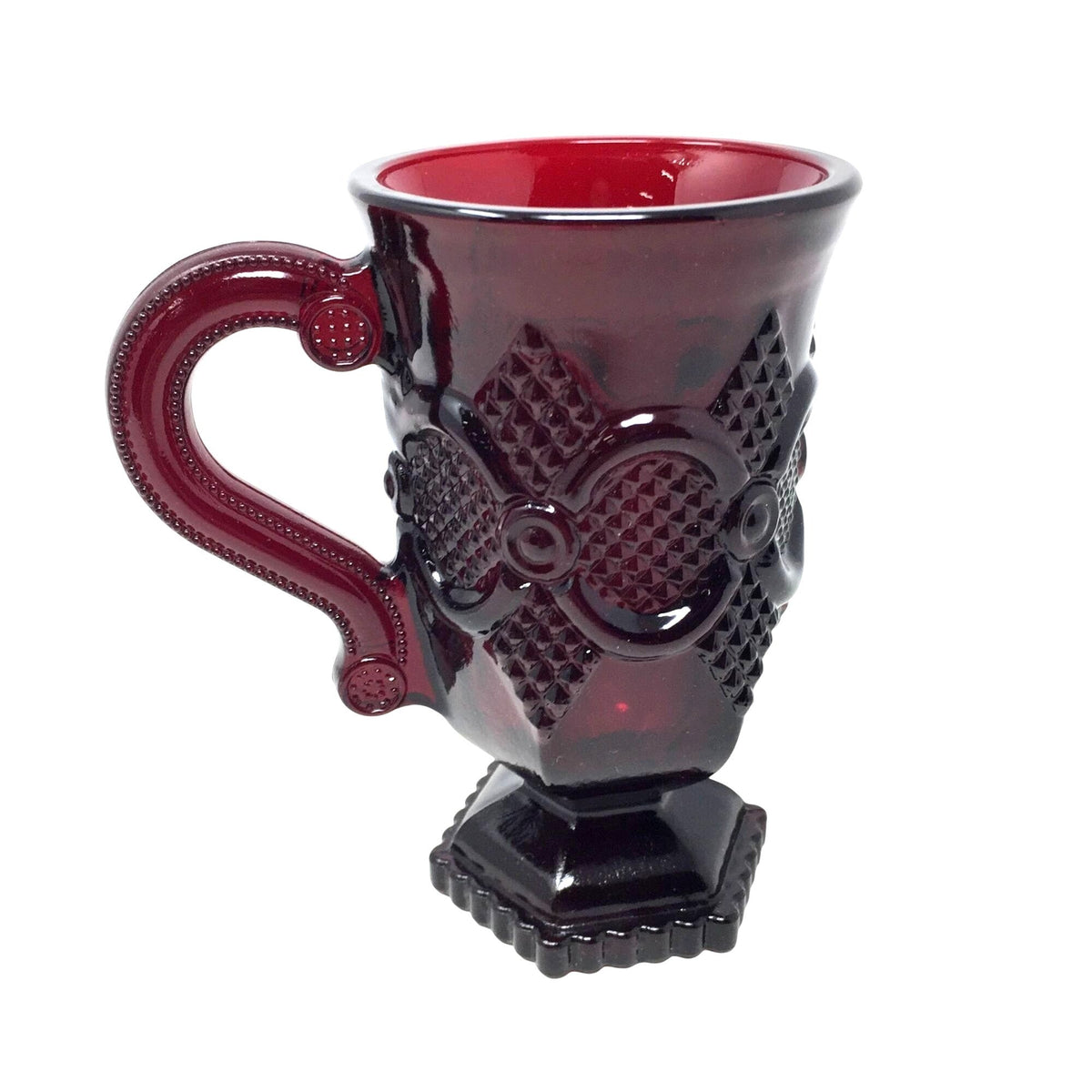 Vintage Avon 1876 Cape Cod Ruby Red Glass Pedestal Mug Avon  A+ Stuff Drinking, Dining & More