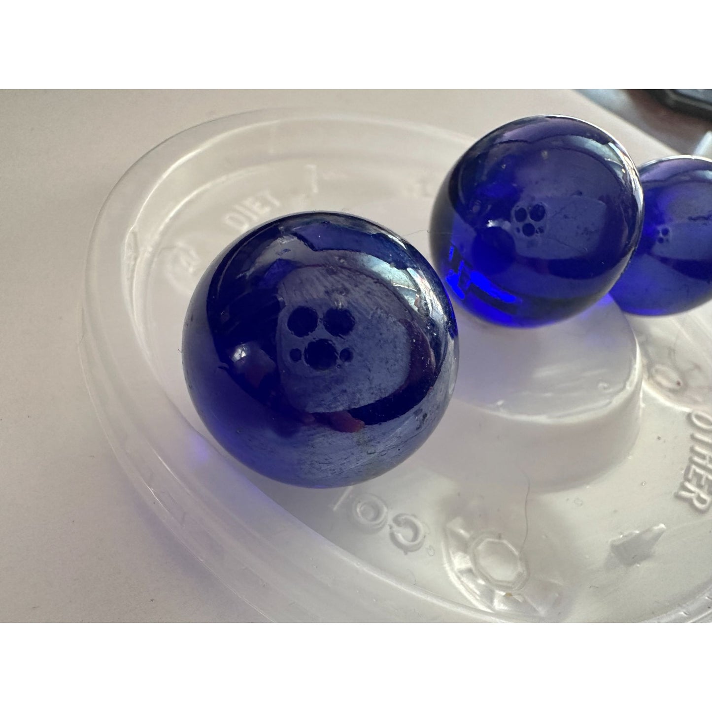 Set of 10 Vintage Royal Blue Large Shooter Marbles