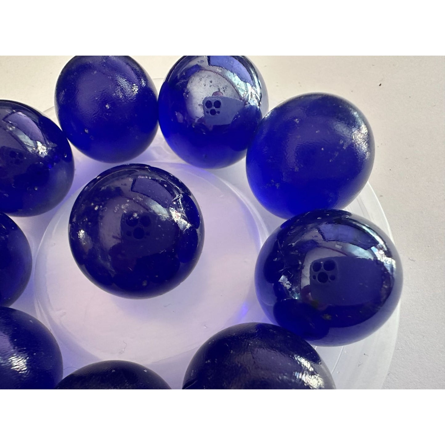 Set of 10 Vintage Royal Blue Large Shooter Marbles