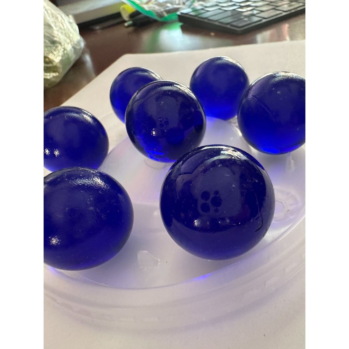 Set of 10 Vintage Royal Blue Large Shooter Marbles