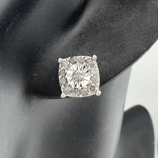 1/2 Carat Natural Diamond Stud Earrings in Sterling SIlver