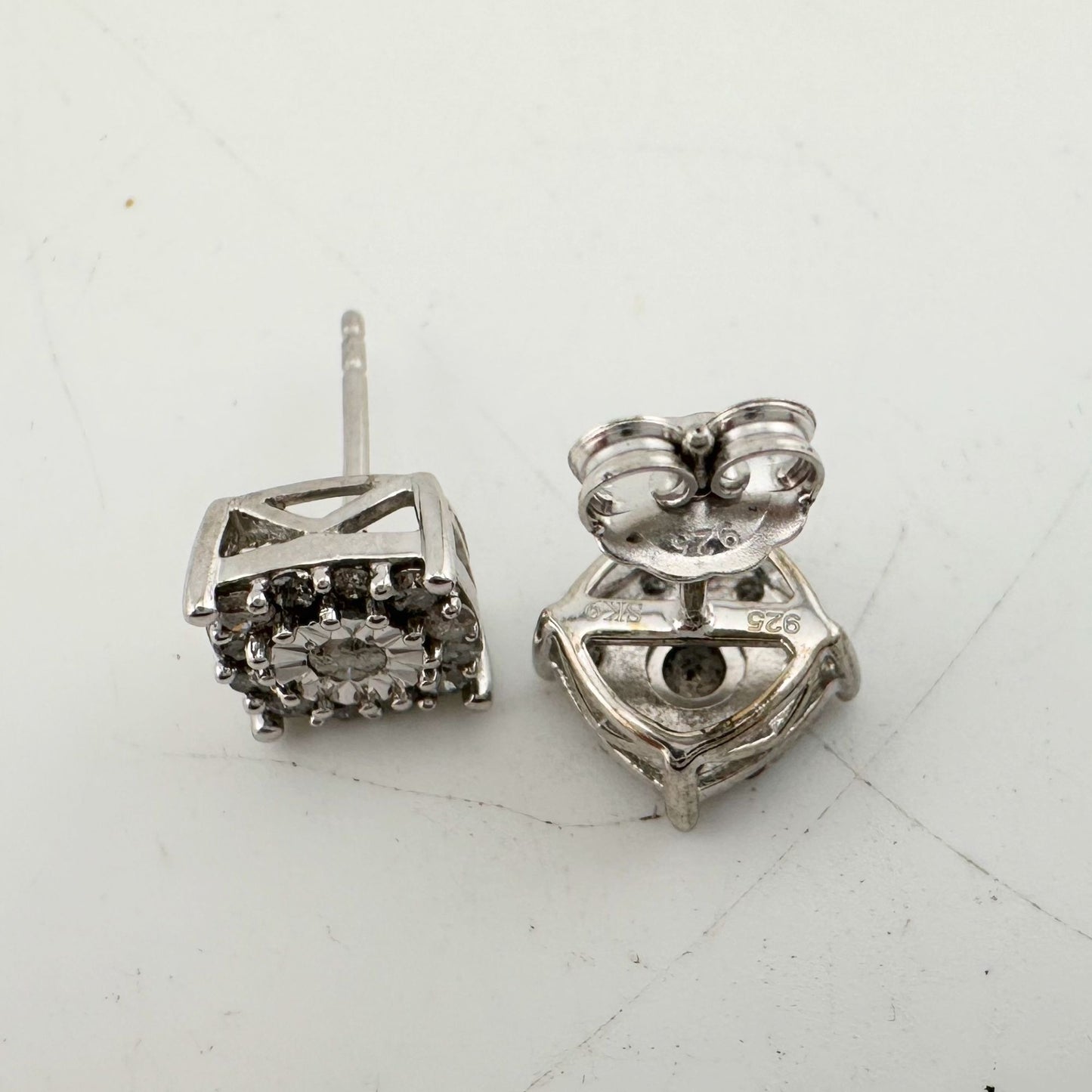 1/2 Carat Natural Diamond Stud Earrings in Sterling SIlver