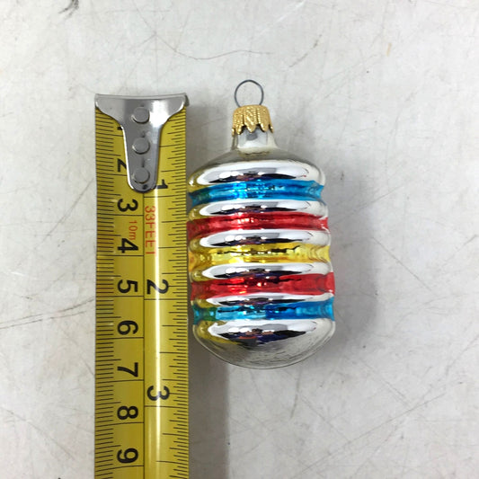 Vintage Striped Colombia Blown Glass Ornament