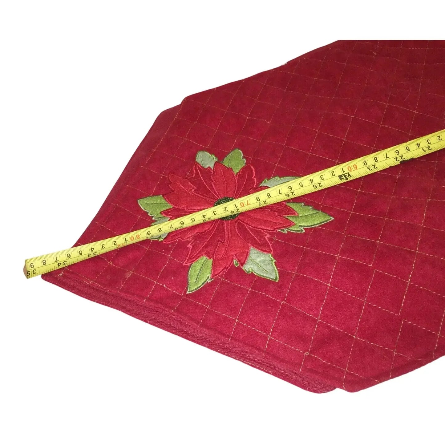 Red POINSETTIA Holiday Decor Christmas Dining Table Runner - Large Flower on Solid Red A+ Stuff