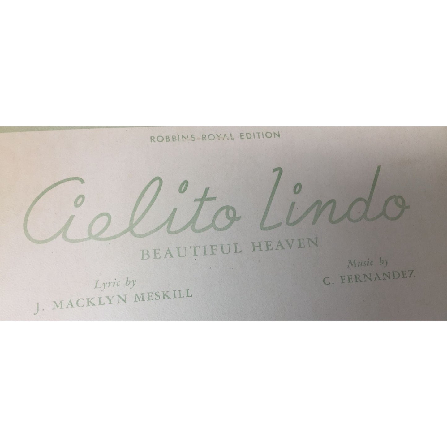 ''Cielito Lindo Beautiful Heaven'' Antique Sheet Music Book
