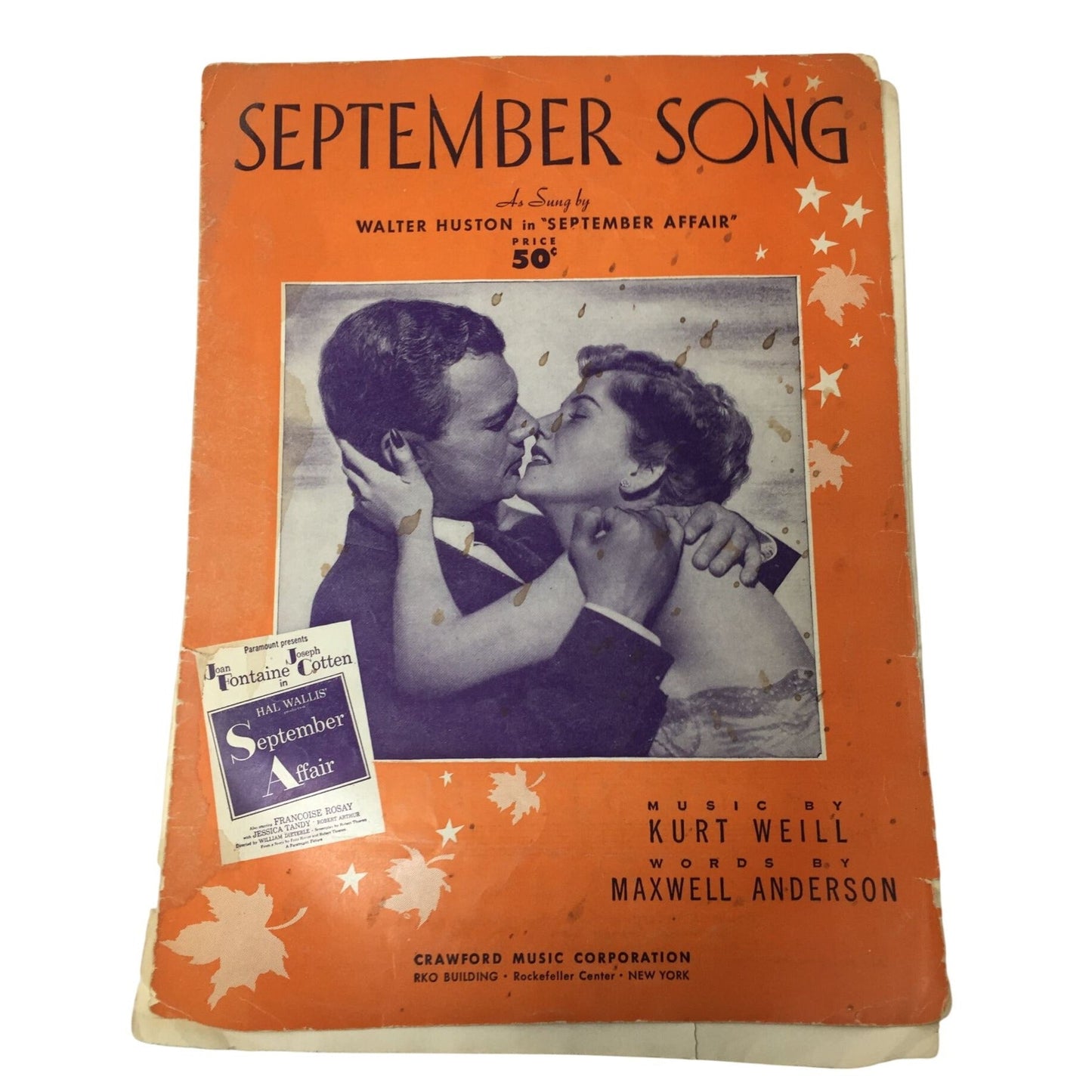 Vintage Piece of Sheet Music for "September Song" A+ Stuff  A+ Stuff SHEET MUSIC