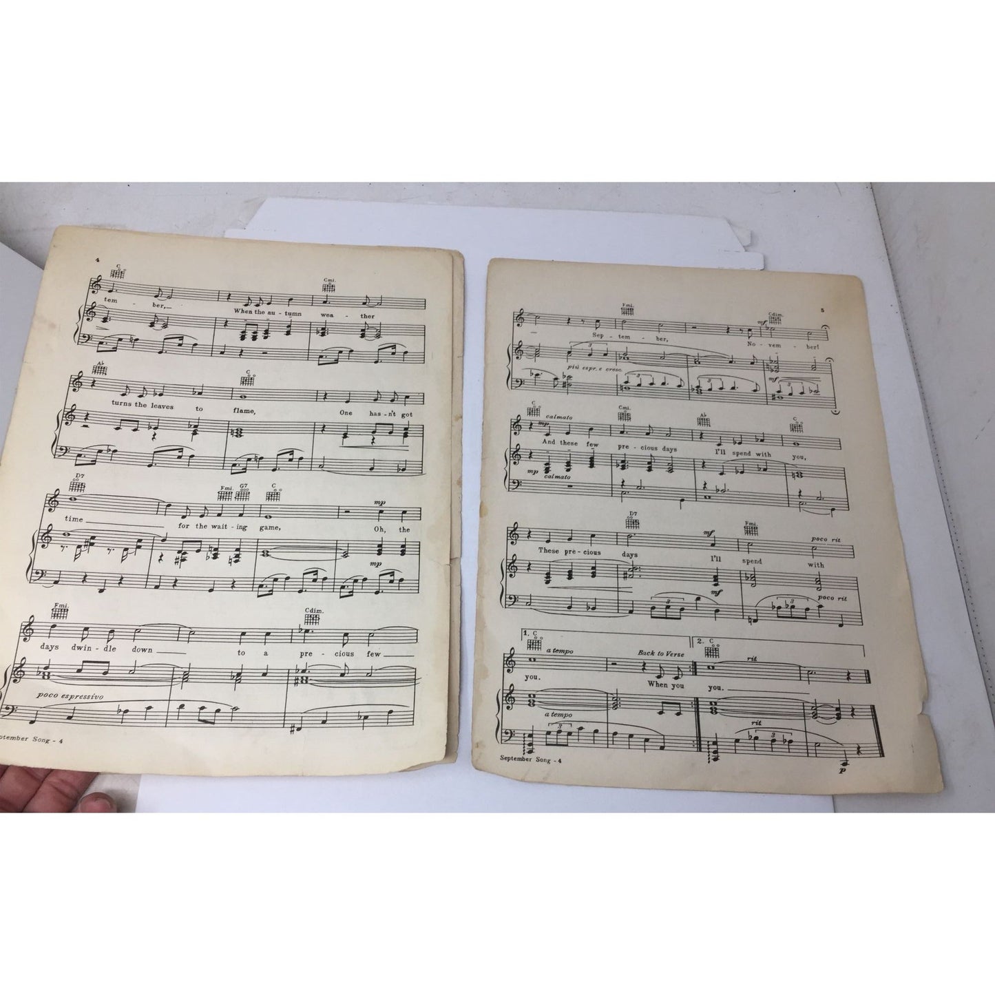 Vintage Piece of Sheet Music for "September Song" A+ Stuff  A+ Stuff SHEET MUSIC