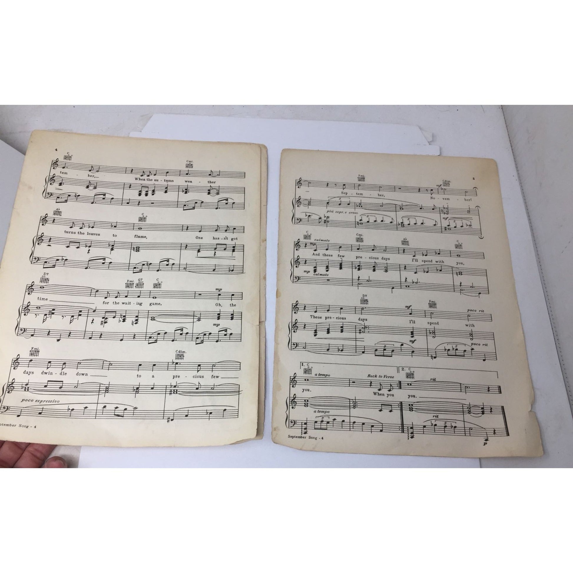 Vintage Piece of Sheet Music for "September Song" A+ Stuff  A+ Stuff SHEET MUSIC