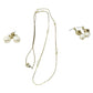Faux Pearl EARRING and NECKLACE SET  Gold Tone 2 Pairs of earrings