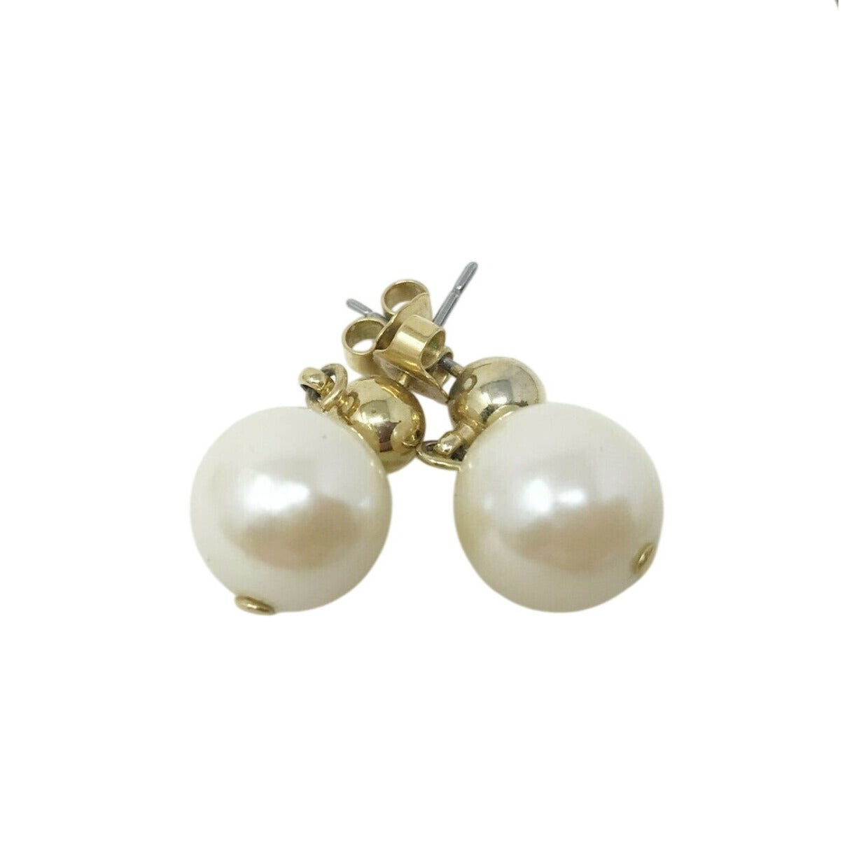Faux Pearl EARRING and NECKLACE SET  Gold Tone 2 Pairs of earrings