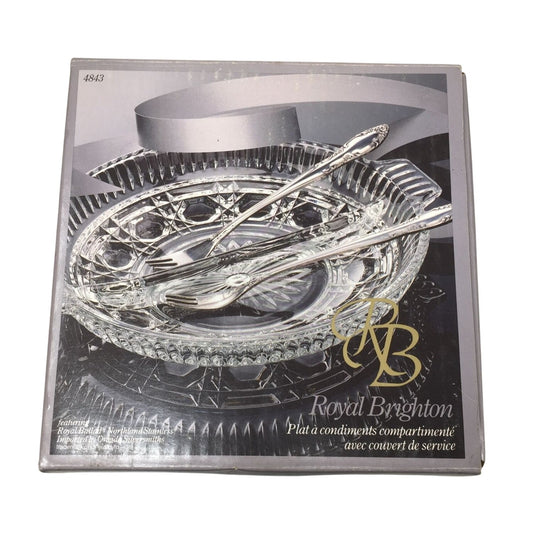 Royal Brighton Indiana Glass Divided Relish Plate with Servers