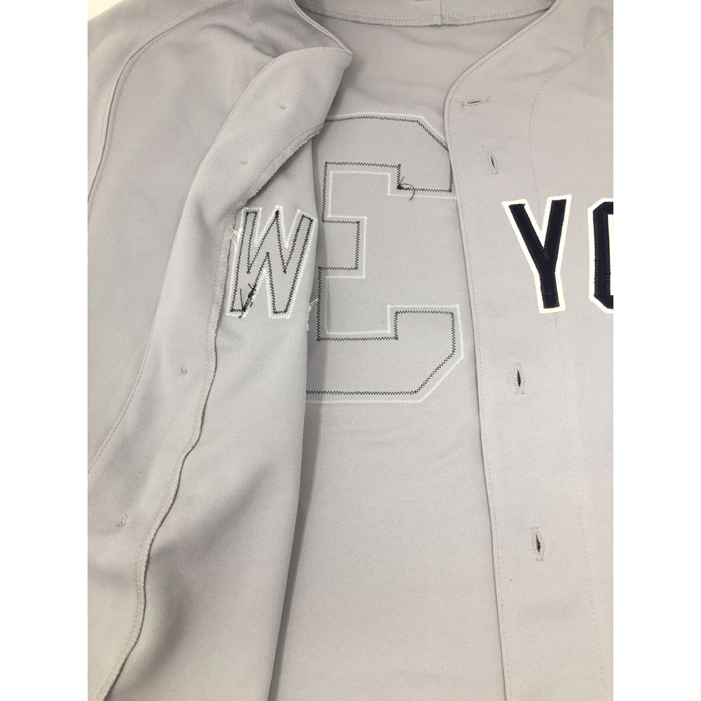 New York Gray Baseball Button Up Jersey with #13 on the Back