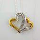 Two Hearts as One 1/4 Carat Natural Diamond Necklace - Sterling with 14kt Gold Overlay