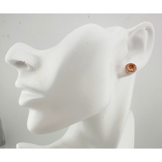 2.75 Carat Lab Created Morganite Stud Earrings Rose Gold Overlaying Sterling Silver