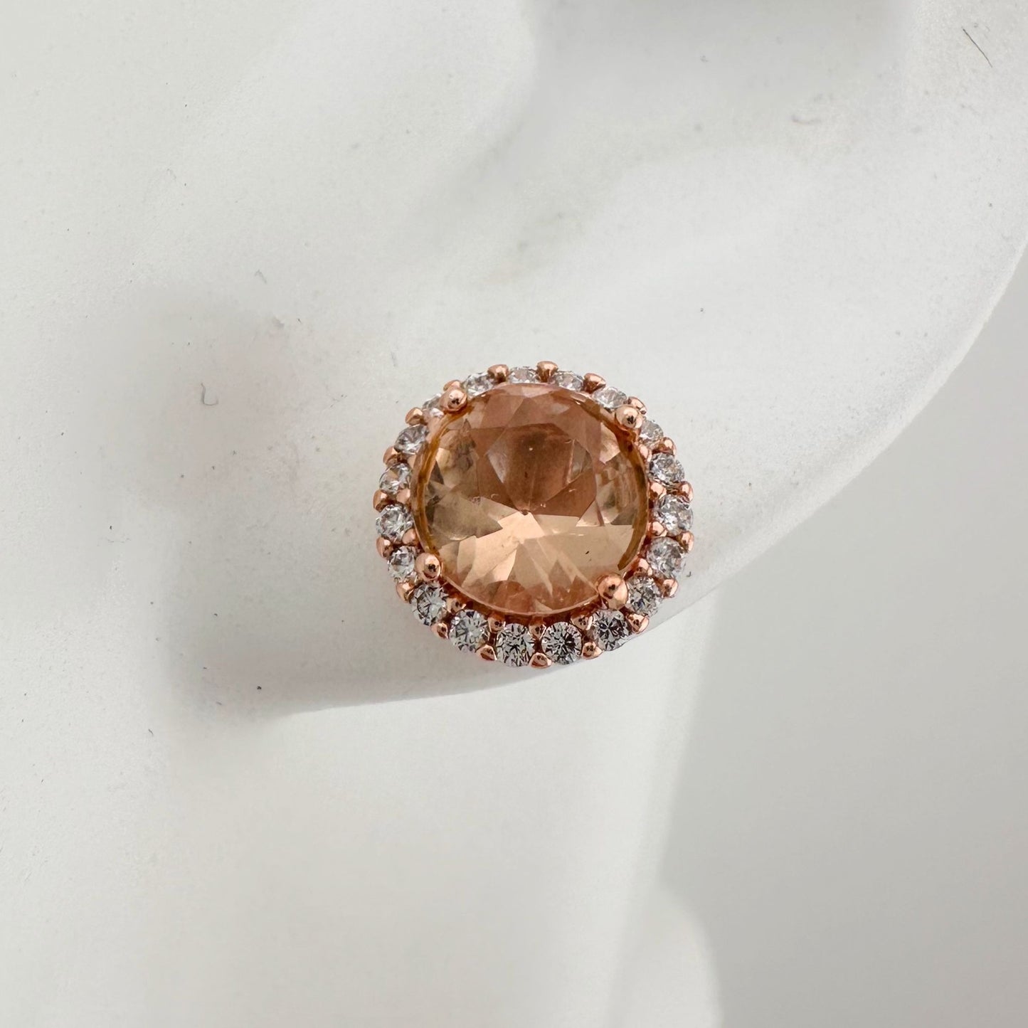 2.75 Carat Lab Created Morganite Stud Earrings Rose Gold Overlaying Sterling Silver