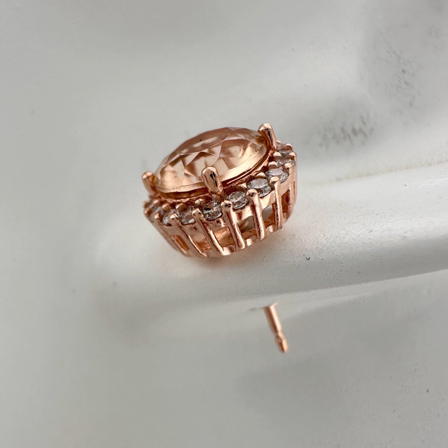 2.75 Carat Lab Created Morganite Stud Earrings Rose Gold Overlaying Sterling Silver