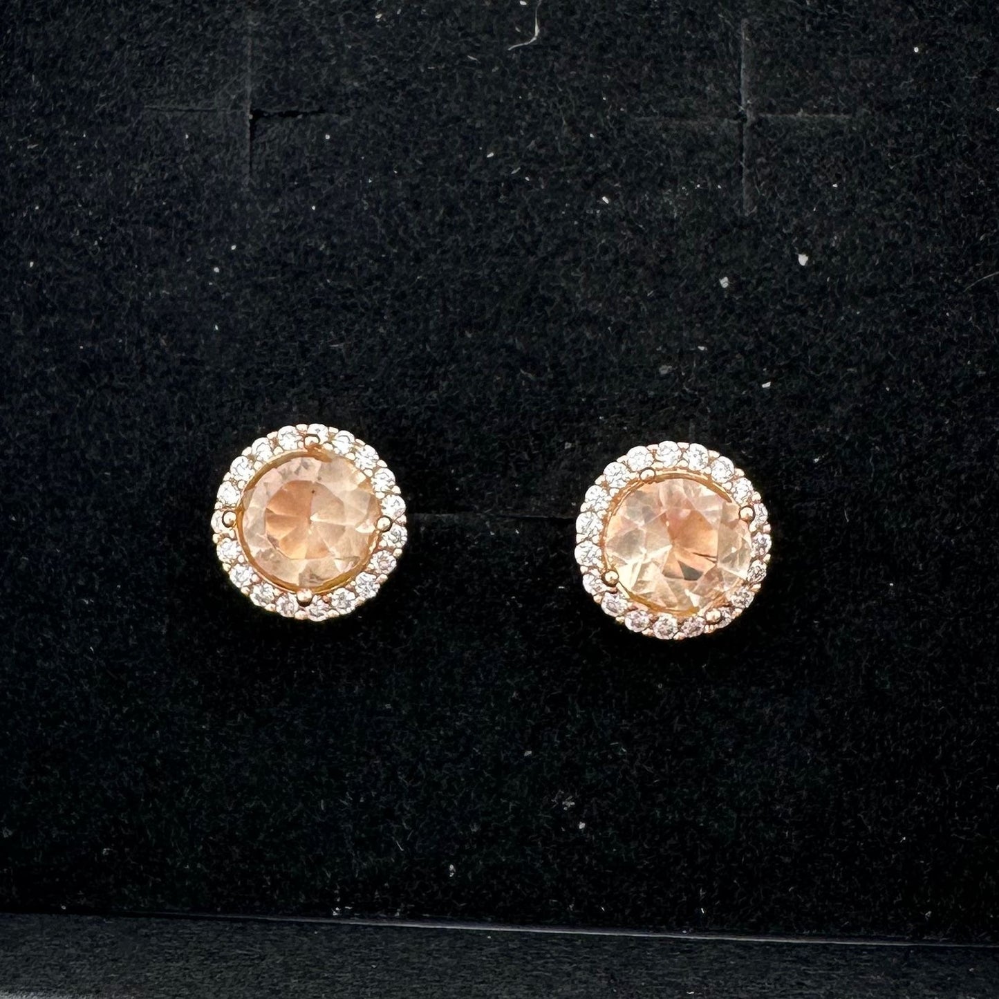 2.75 Carat Lab Created Morganite Stud Earrings Rose Gold Overlaying Sterling Silver