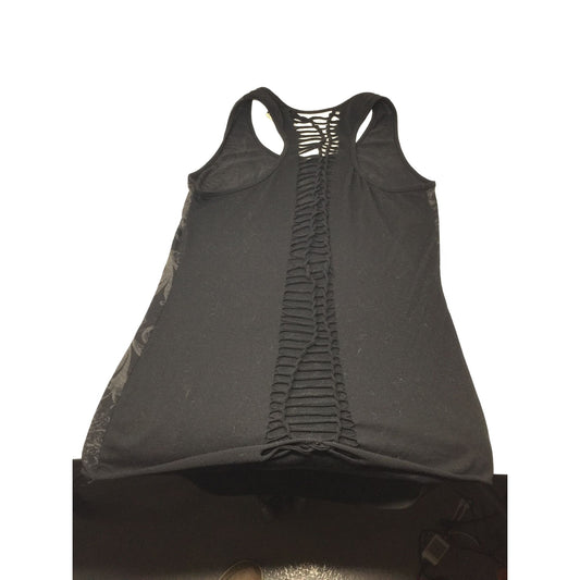 East Way Womens Black Tank Top with Cut Out Back