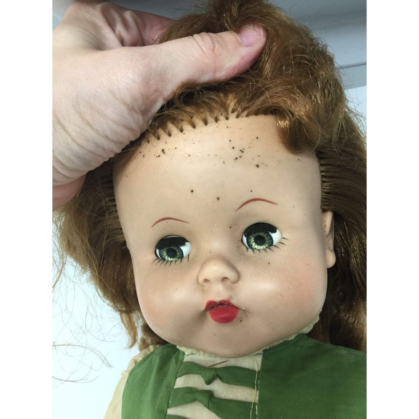 Vintage Fairyland Toy Product No 5 Brunette Doll with Green Eyes