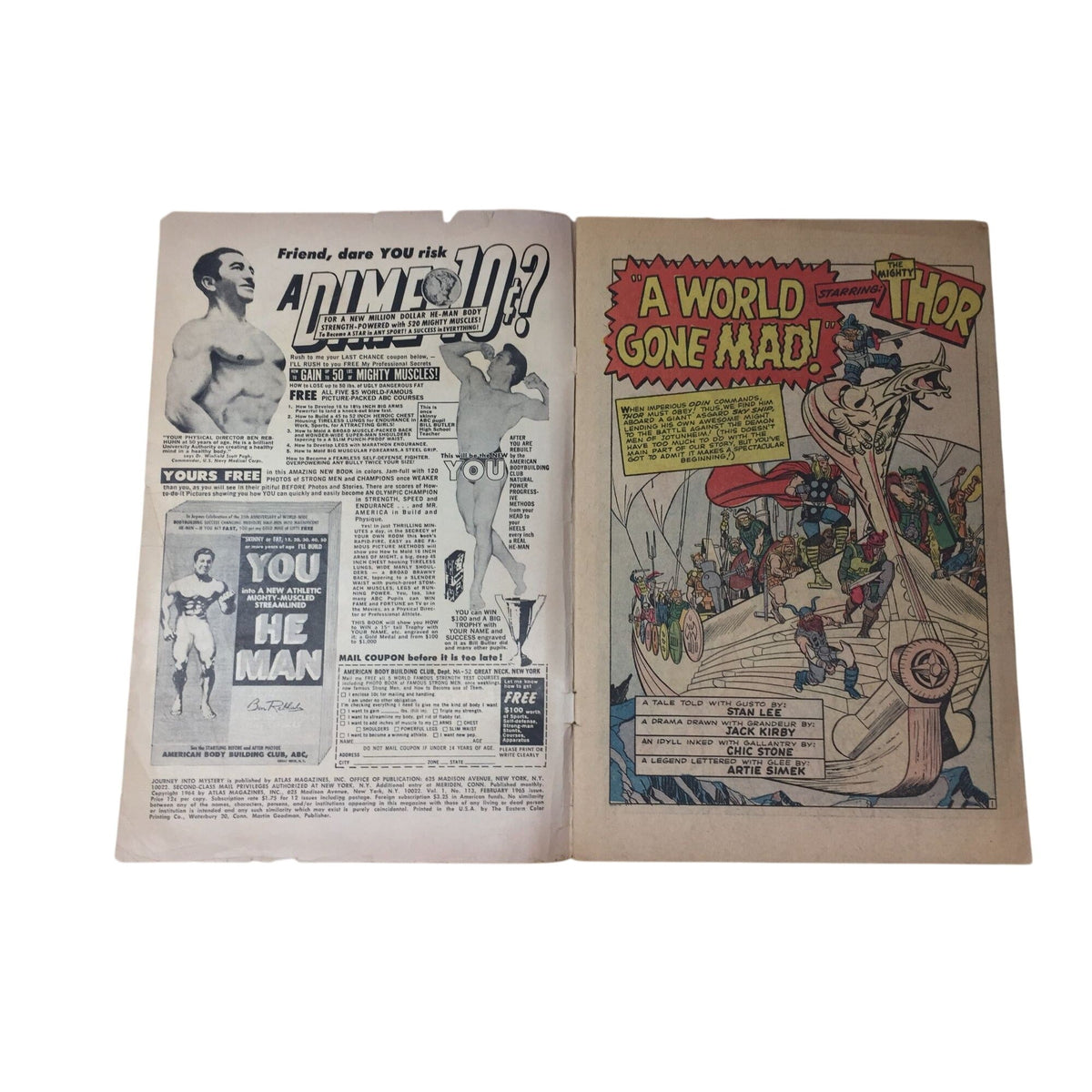 Journey into Mystery #113, published by Marvel Comics in February 1965. A+ Stuff  A+ Stuff comic book