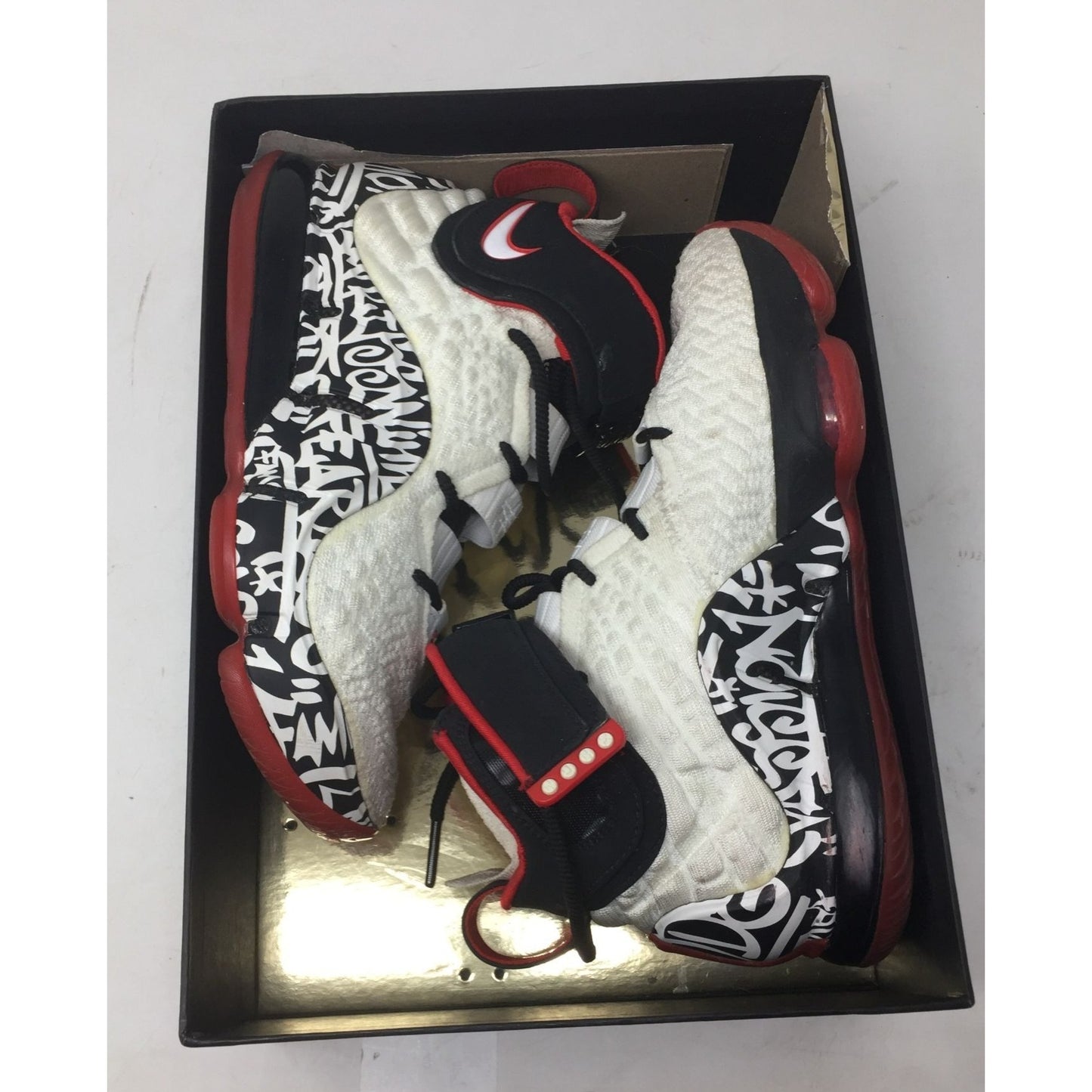 Nike Lebron XVII 17 Grafiti Freestyle White/Red/Black Sneakers- US Size 6