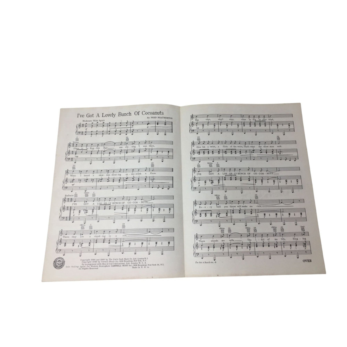"I've Got a Lovely Bunch of Cocoanuts" Sheet Music A+ Stuff  A+ Stuff Sheet Music