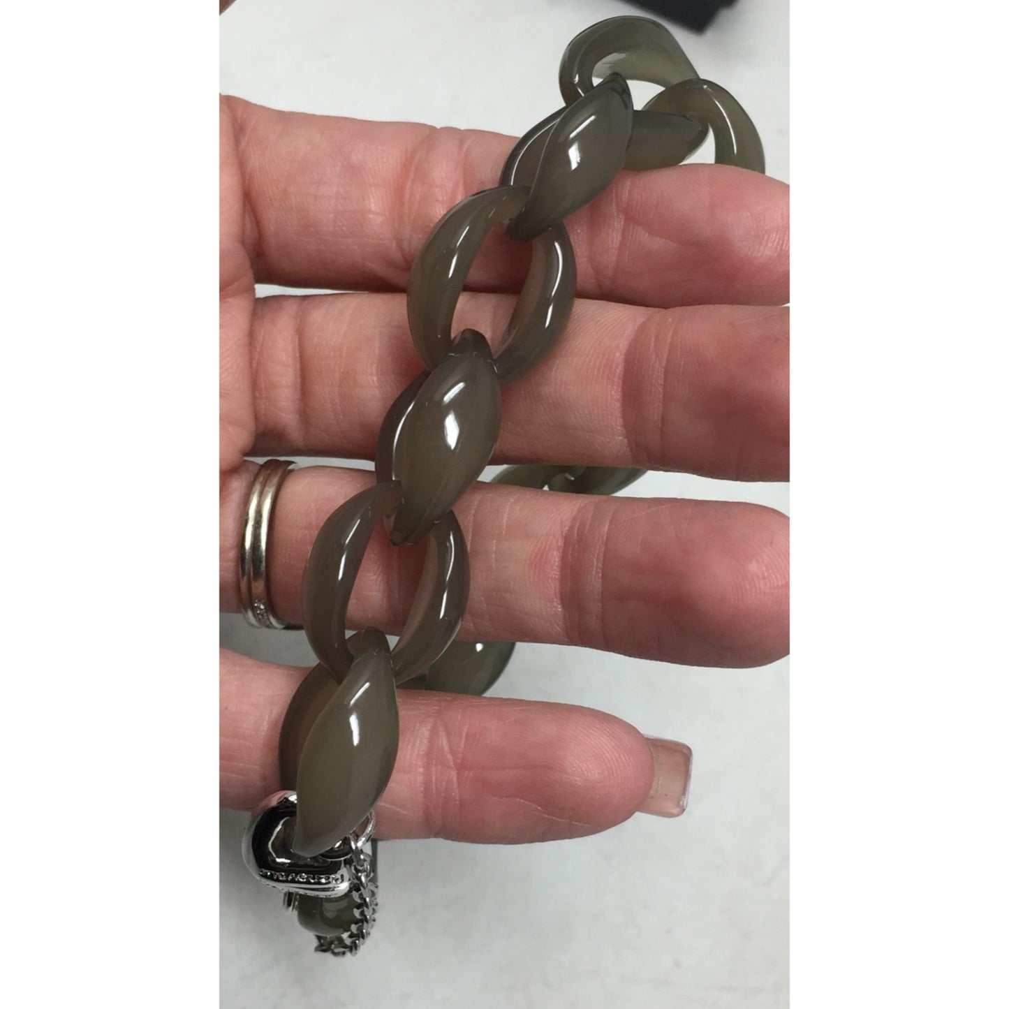 AZNAVOUR Women's Silver and Greenish Colored Bracelet