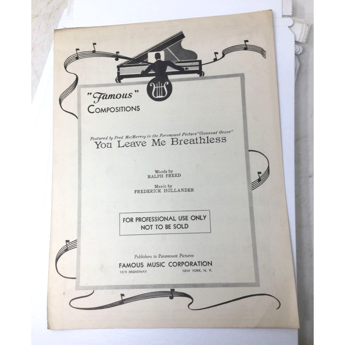 Vintage 'You Leave Me Breathless' Sheet Music - A+ Stuff